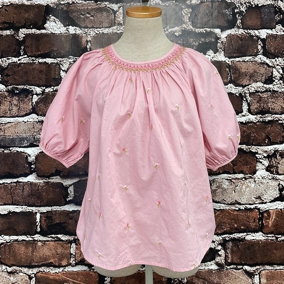 Ana A New Approach NWT Blouse Embroidered Pink Floral Size Petite Large L P - Picture 5 of 14
